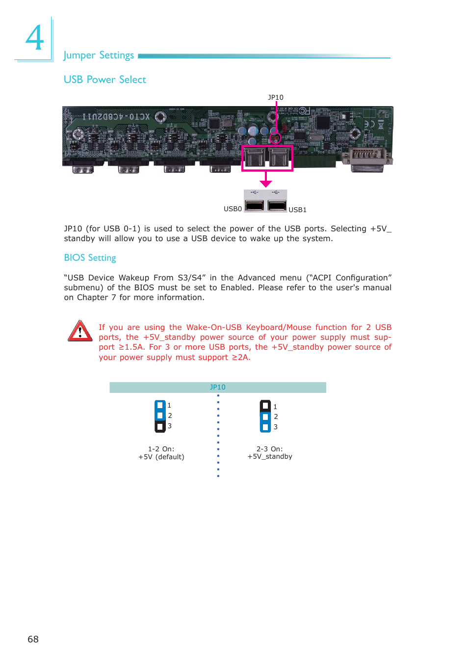 Jumper settings usb power select | DFI EC300 Series User Manual | Page 68 / 206