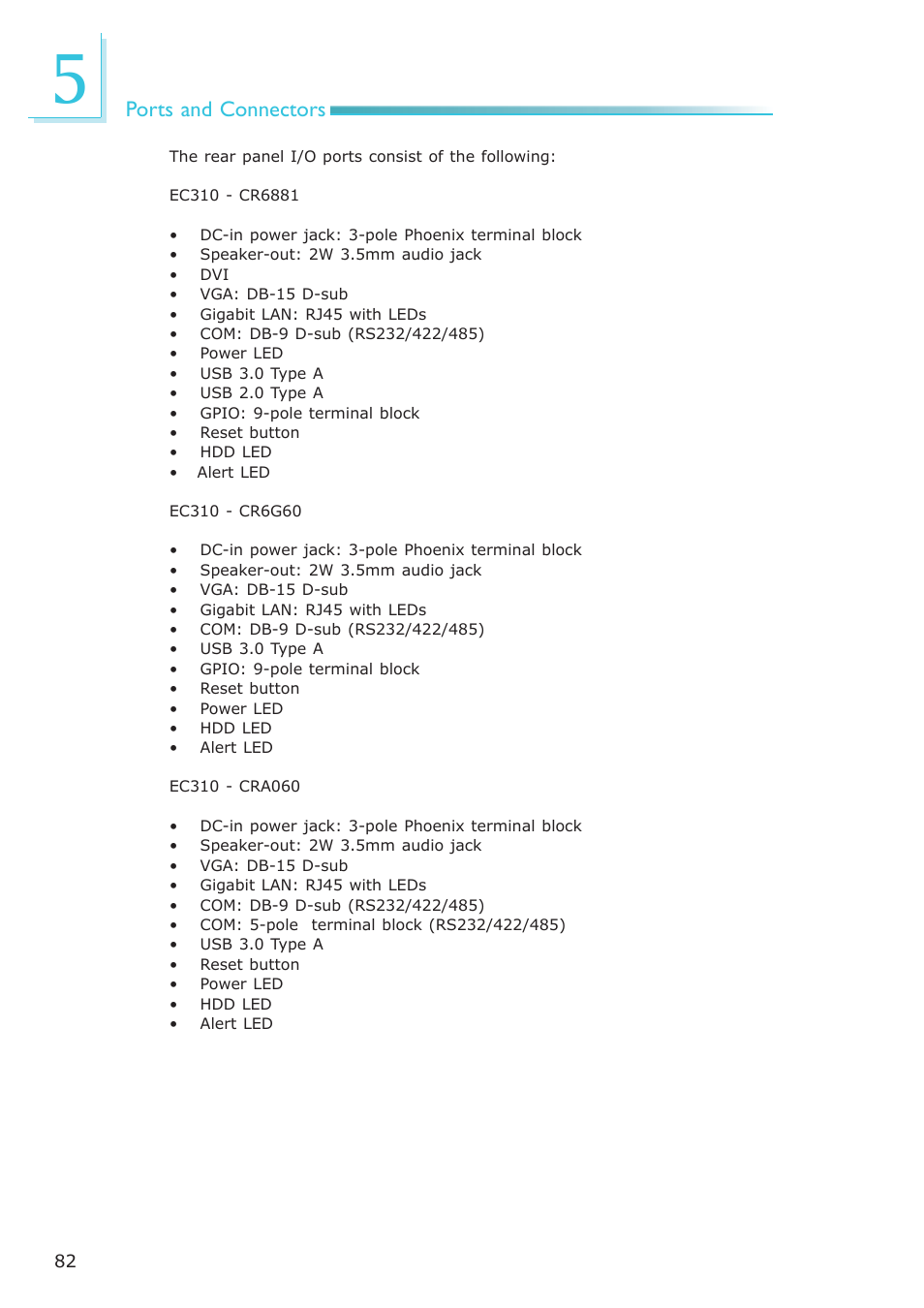 Ports and connectors | DFI EC300 Series User Manual | Page 82 / 206