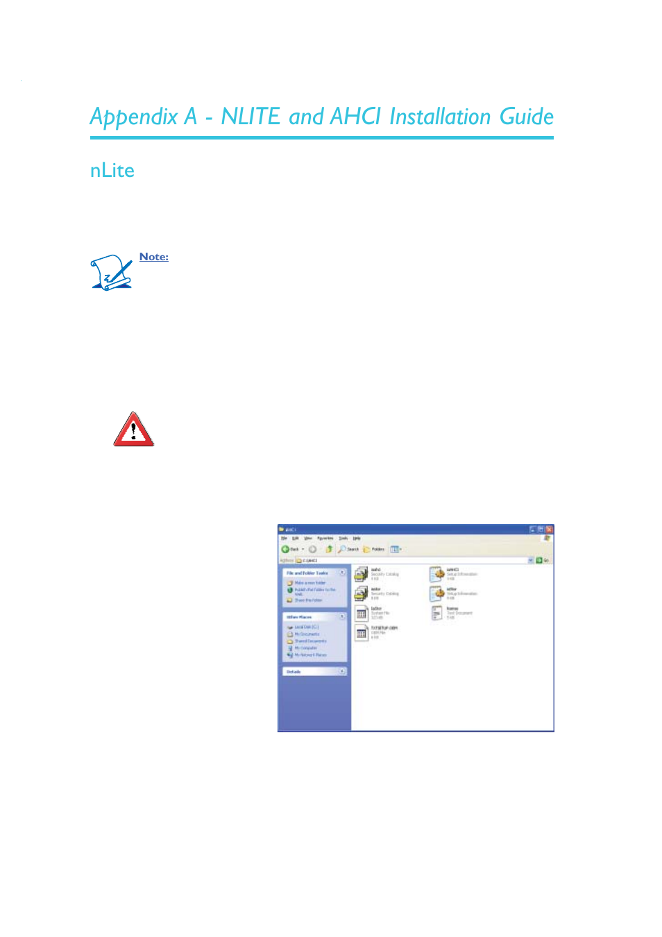 Appendix a - nlite and ahci installation guide, Nlite | DFI DS912-OT Manual User Manual | Page 104 / 123