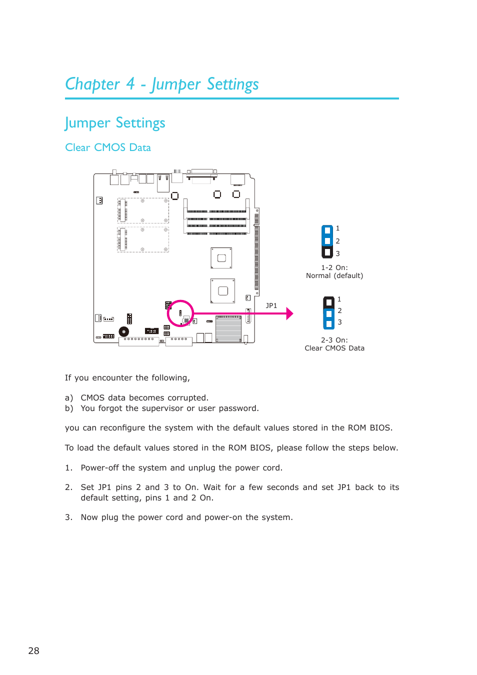 Chapter 4 - jumper settings, Jumper settings | DFI DS912-OT Manual User Manual | Page 28 / 123