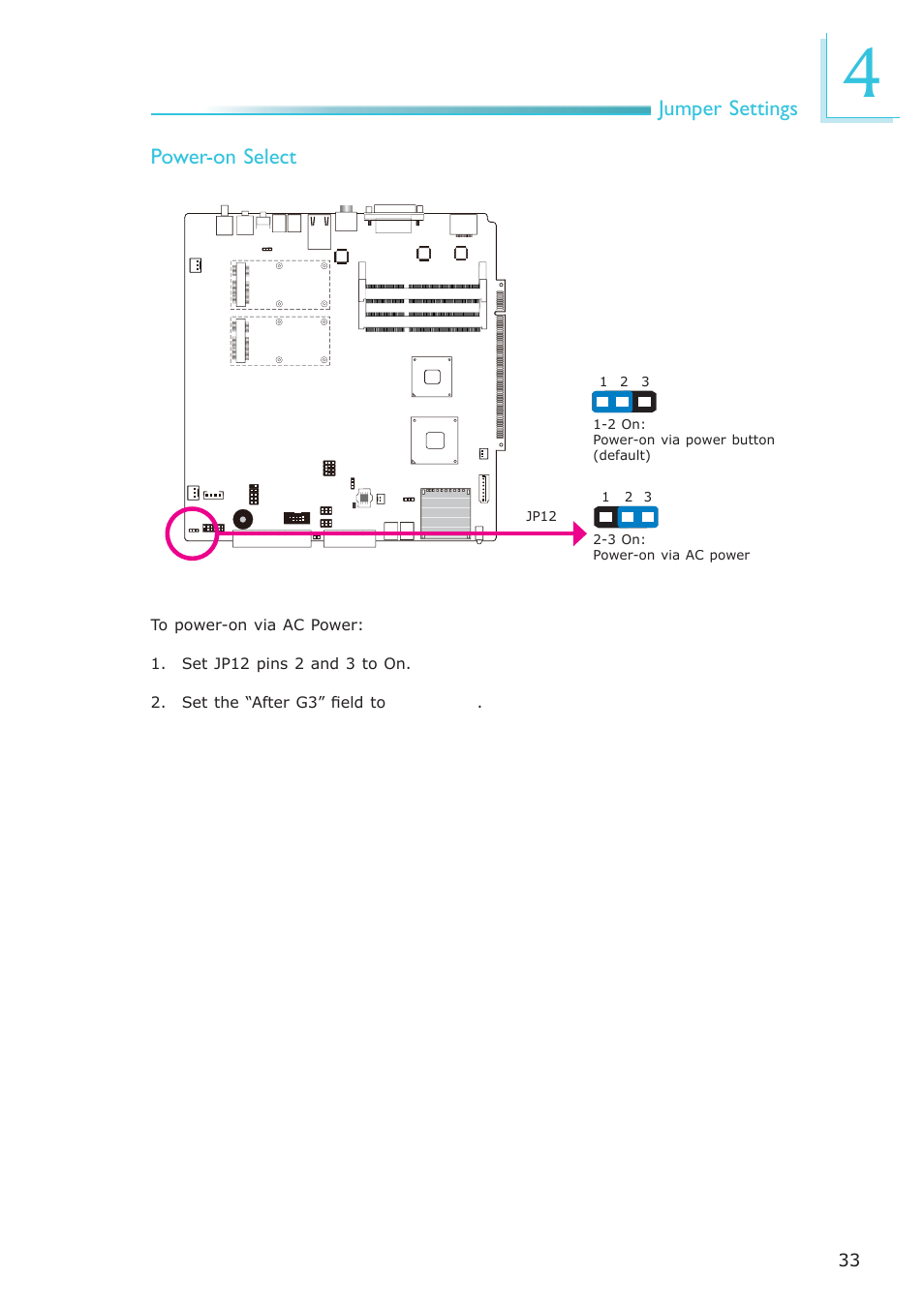 Jumper settings power-on select | DFI DS912-OT Manual User Manual | Page 33 / 123