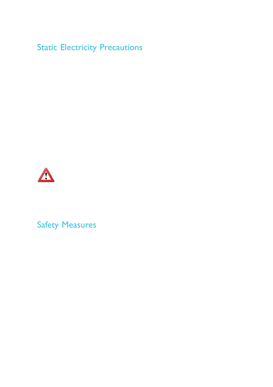 Static electricity precautions, Safety measures | DFI DS912-OT Manual User Manual | Page 8 / 123