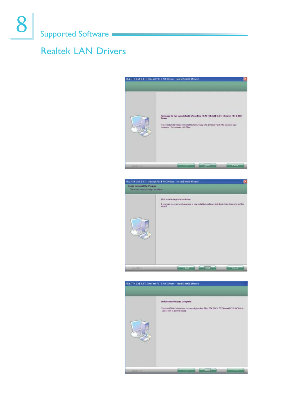 Realtek lan drivers, Supported software | DFI DS912-OT Manual User Manual | Page 92 / 123