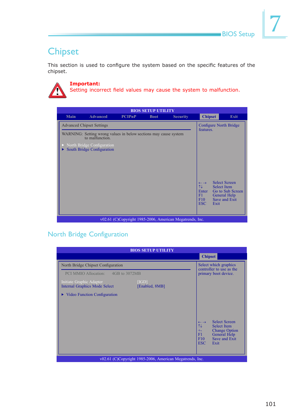 Chipset, Bios setup, North bridge configuration | DFI ES121-LR User Manual | Page 101 / 175