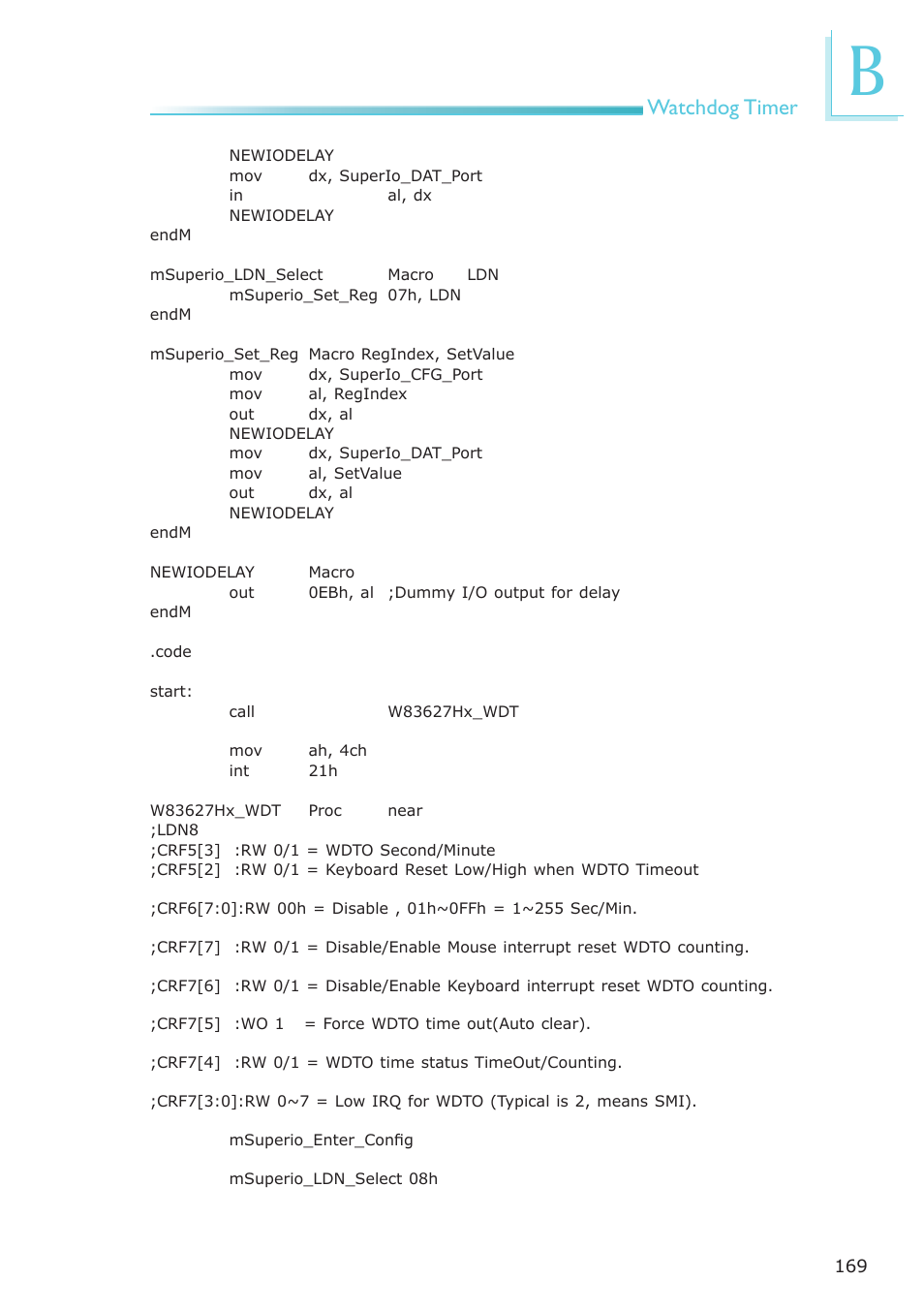 Watchdog timer | DFI ES121-LR User Manual | Page 169 / 175