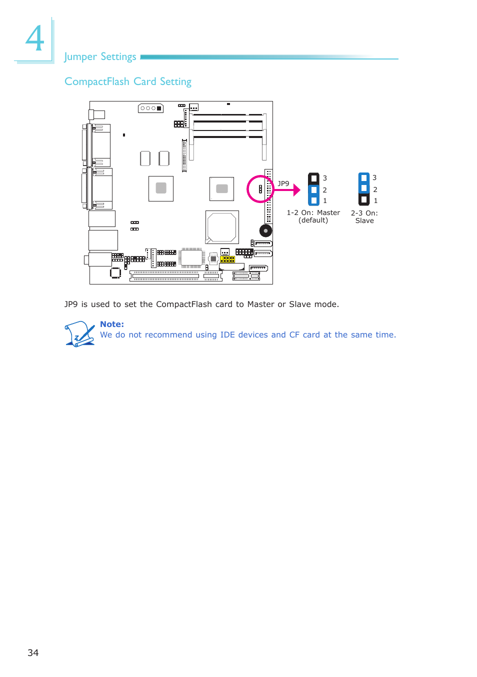 Jumper settings compactflash card setting | DFI ES121-LR User Manual | Page 34 / 175