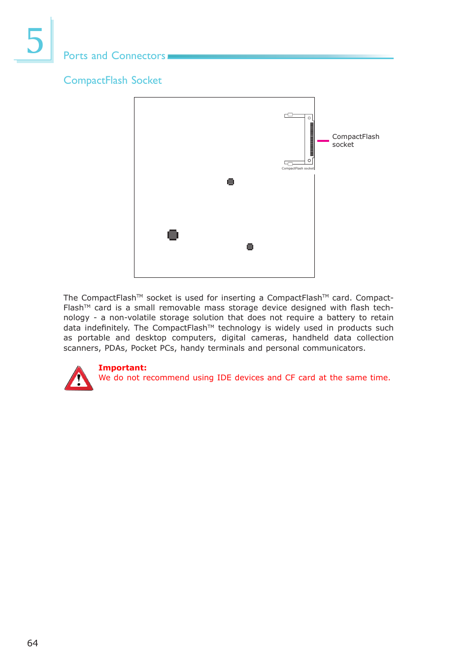 Ports and connectors, Compactflash socket | DFI ES121-LR User Manual | Page 64 / 175