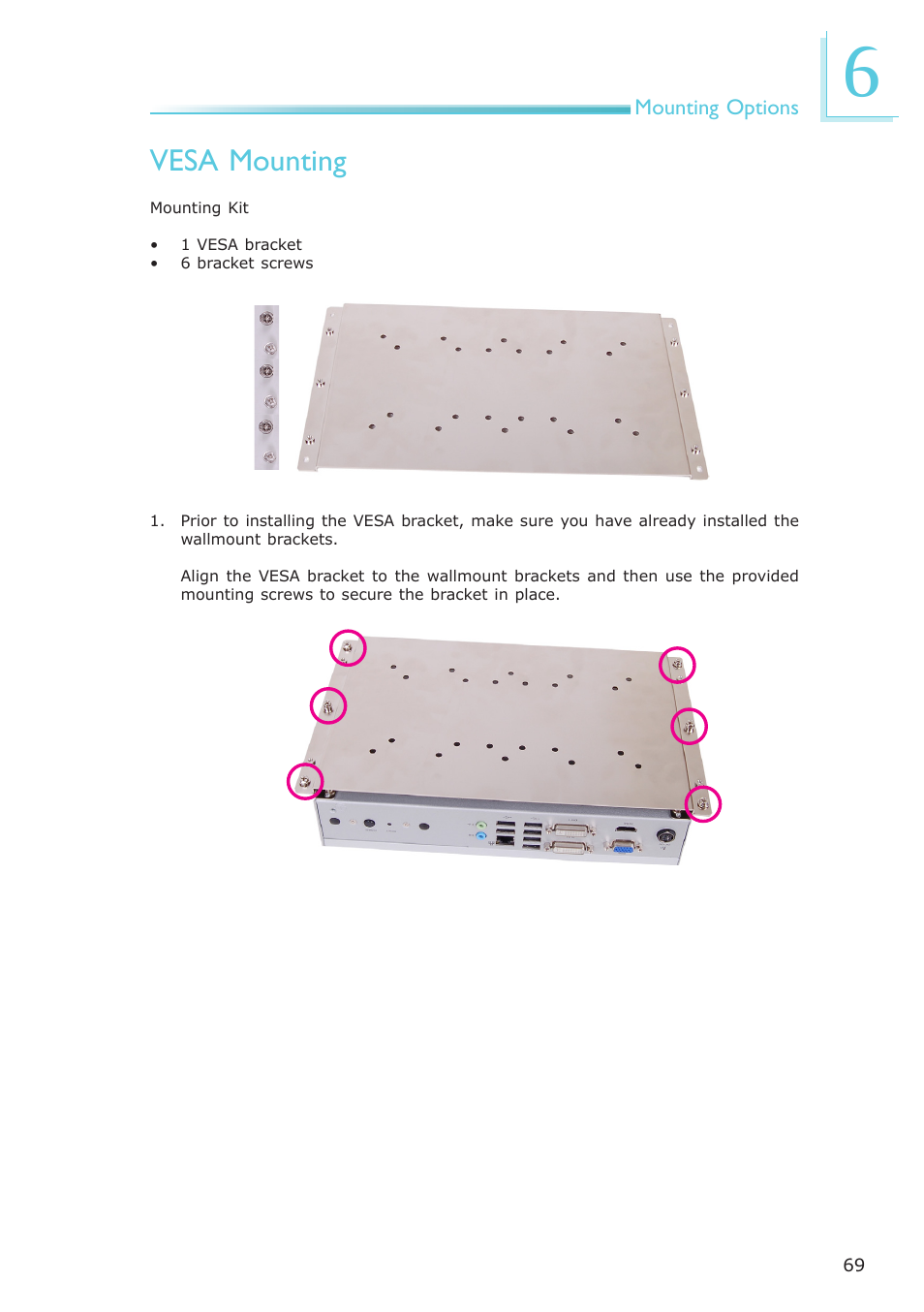 Vesa mounting | DFI ES121-LR User Manual | Page 69 / 175