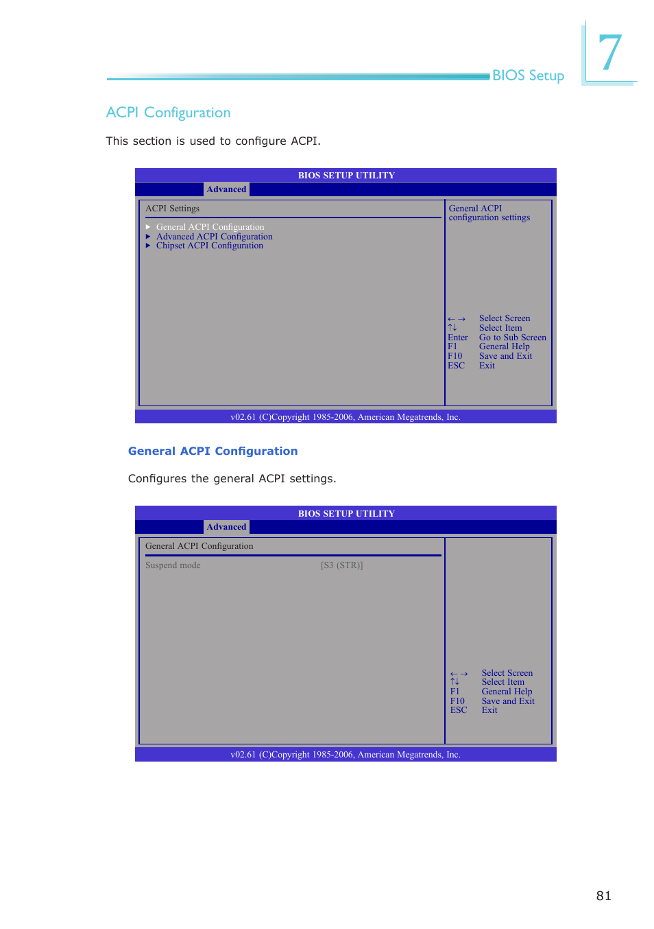 Bios setup acpi configuration | DFI ES121-LR User Manual | Page 81 / 175