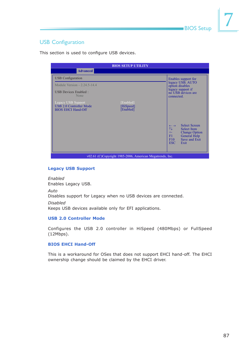 Bios setup usb configuration | DFI ES121-LR User Manual | Page 87 / 175