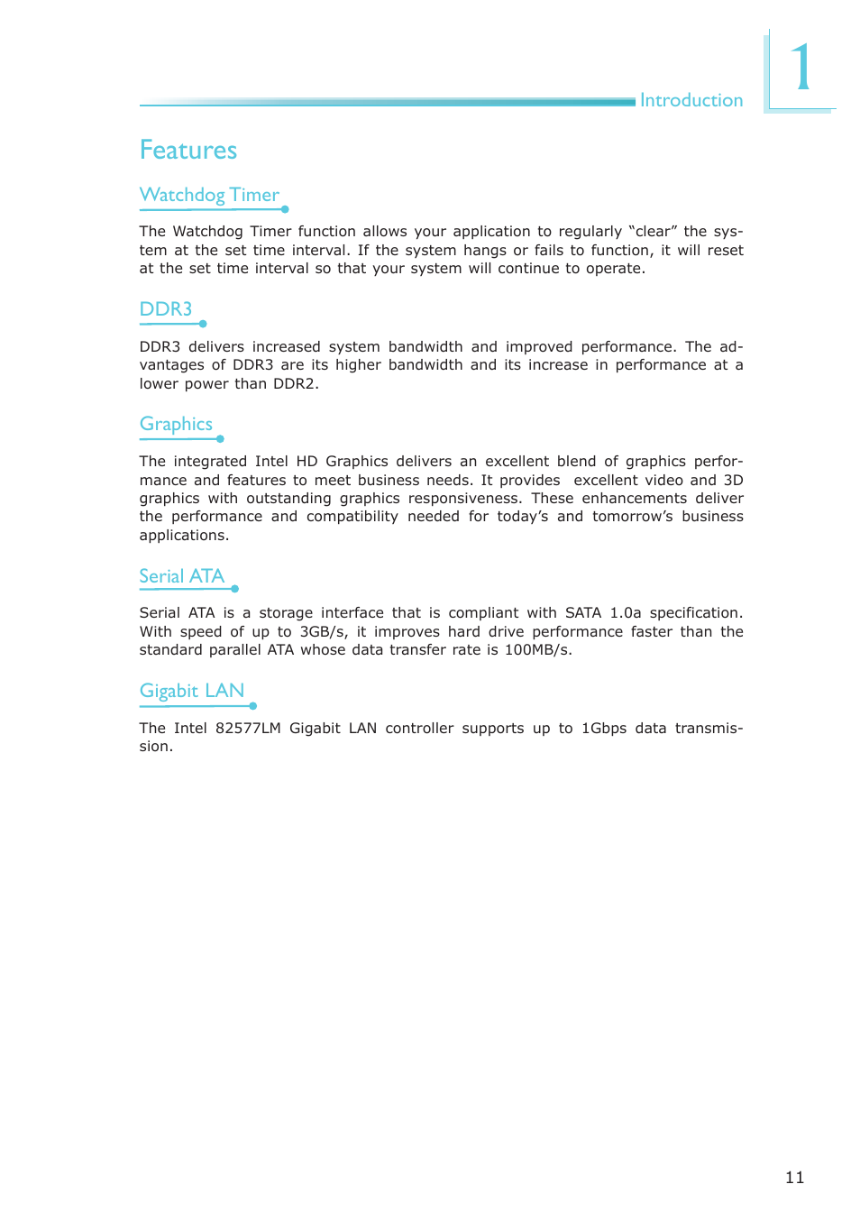 Features | DFI CP908-B User Manual | Page 11 / 104