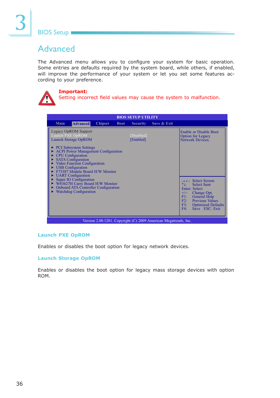 Advanced, Bios setup | DFI CP908-B User Manual | Page 36 / 104