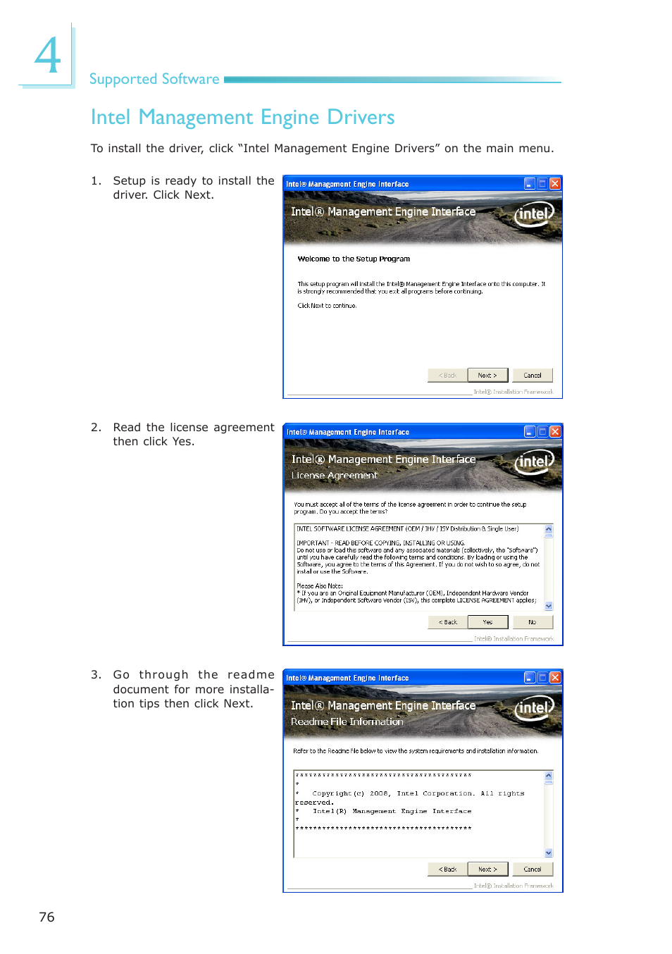 Intel management engine drivers | DFI CP908-B User Manual | Page 76 / 104