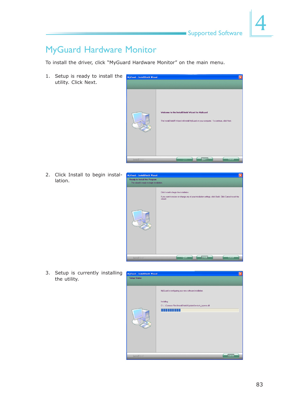 Myguard hardware monitor | DFI CP908-B User Manual | Page 83 / 104