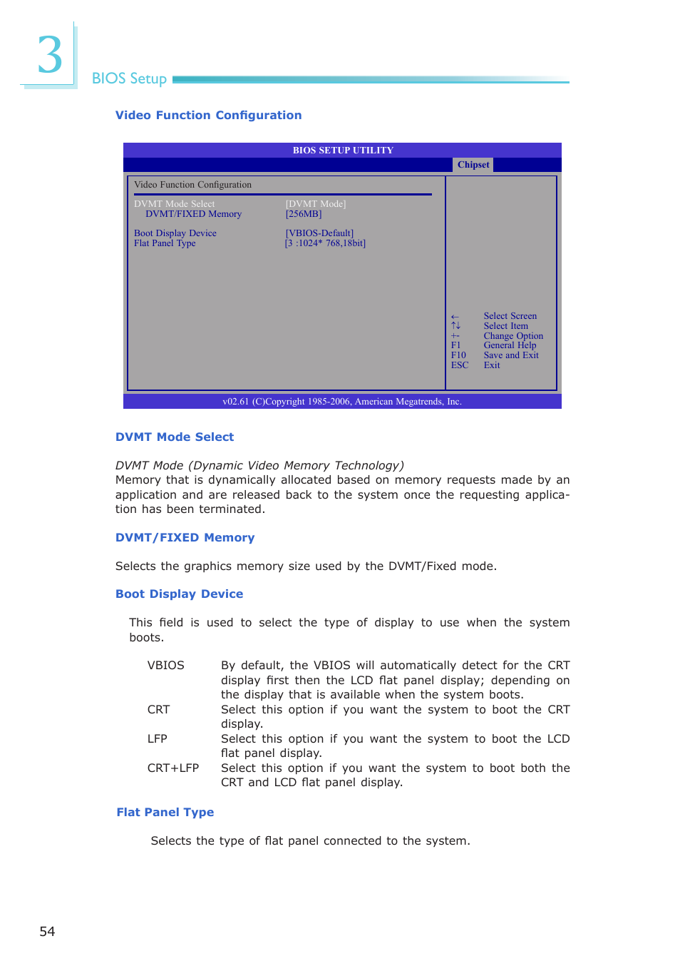 Bios setup | DFI LR905-B18D User Manual | Page 54 / 93