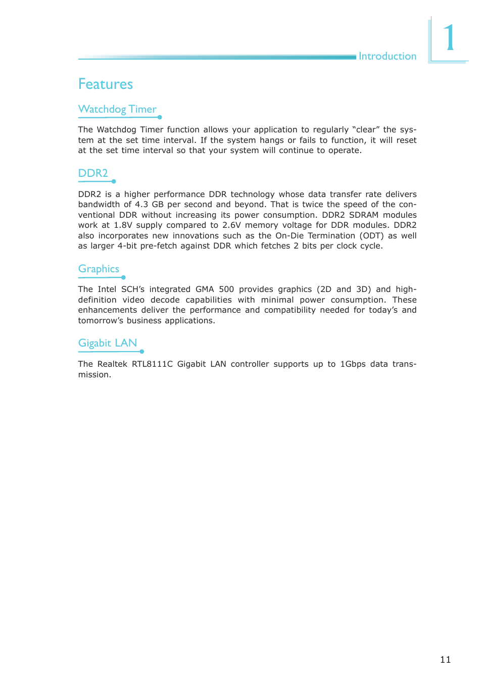 Features | DFI ML905-B11C/B16C User Manual | Page 11 / 76