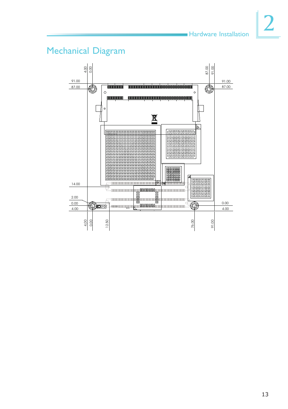 Mechanical diagram, Hardware installation | DFI ML905-B11C/B16C User Manual | Page 13 / 76