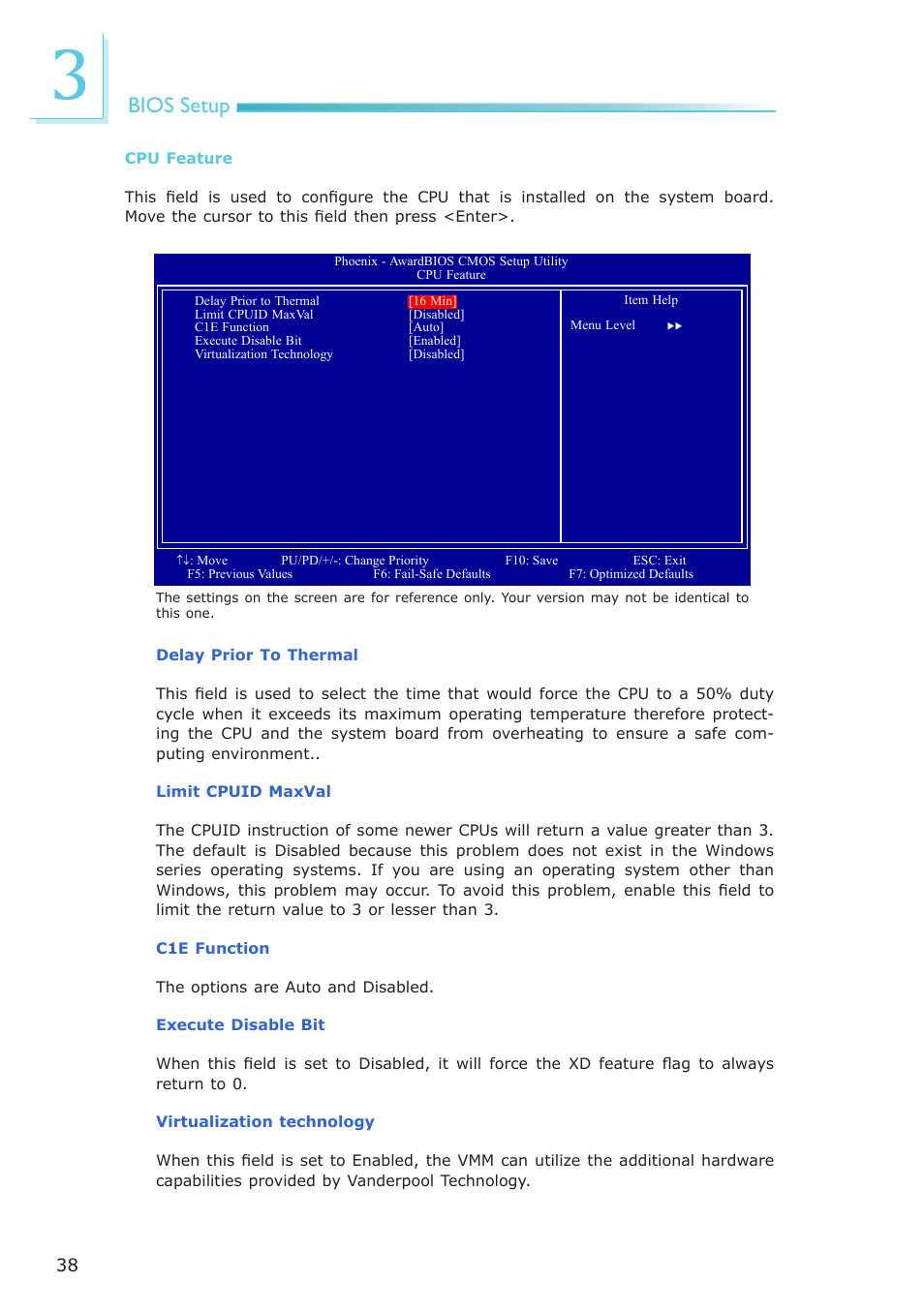 Bios setup | DFI ML905-B11C/B16C User Manual | Page 38 / 76