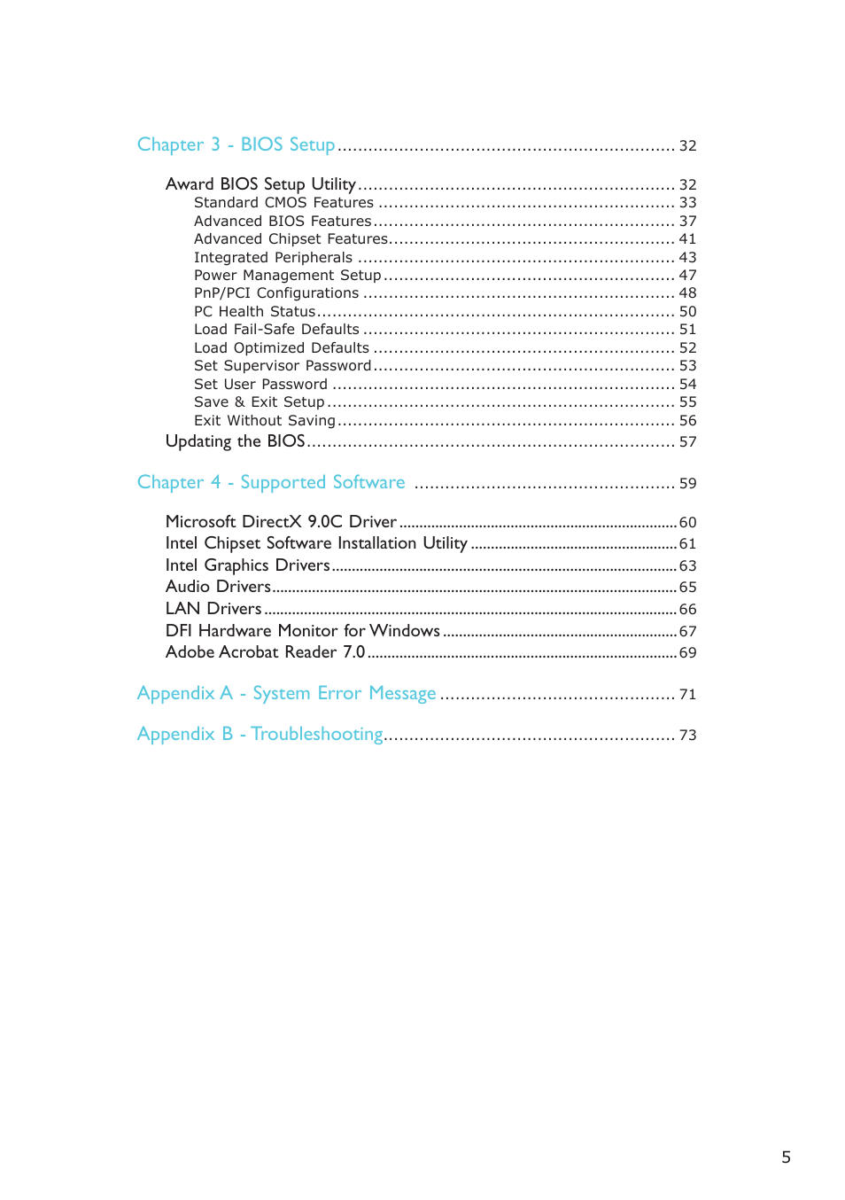 DFI ML905-B11C/B16C User Manual | Page 5 / 76