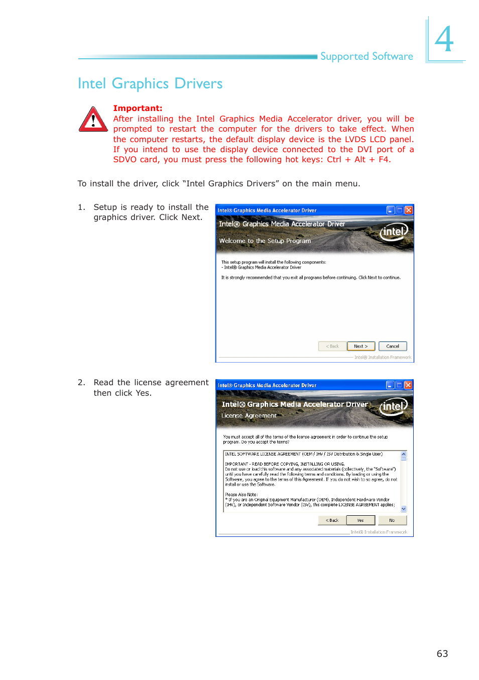 Intel graphics drivers | DFI ML905-B11C/B16C User Manual | Page 63 / 76