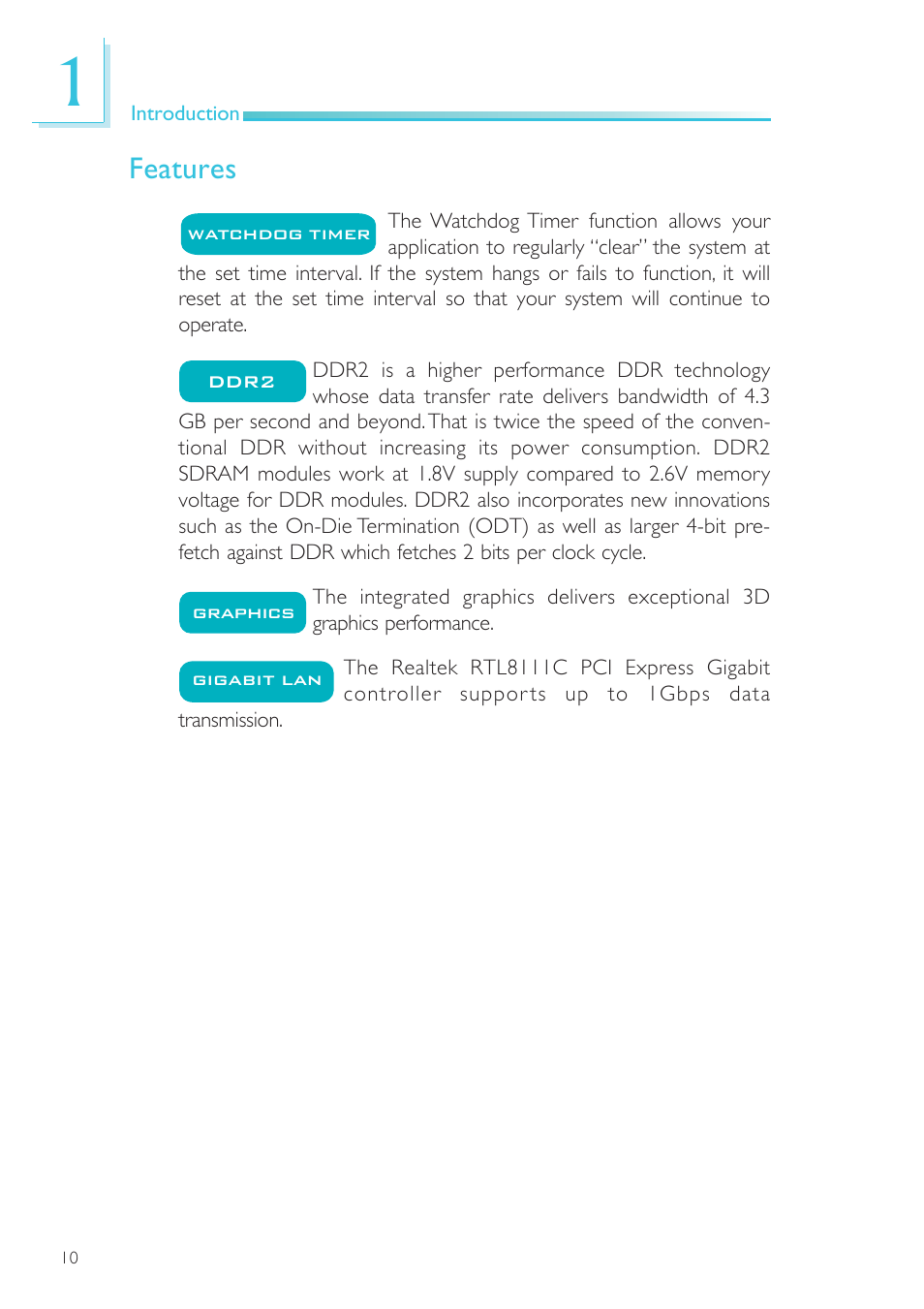 Features | DFI NP905-B16C User Manual | Page 10 / 125