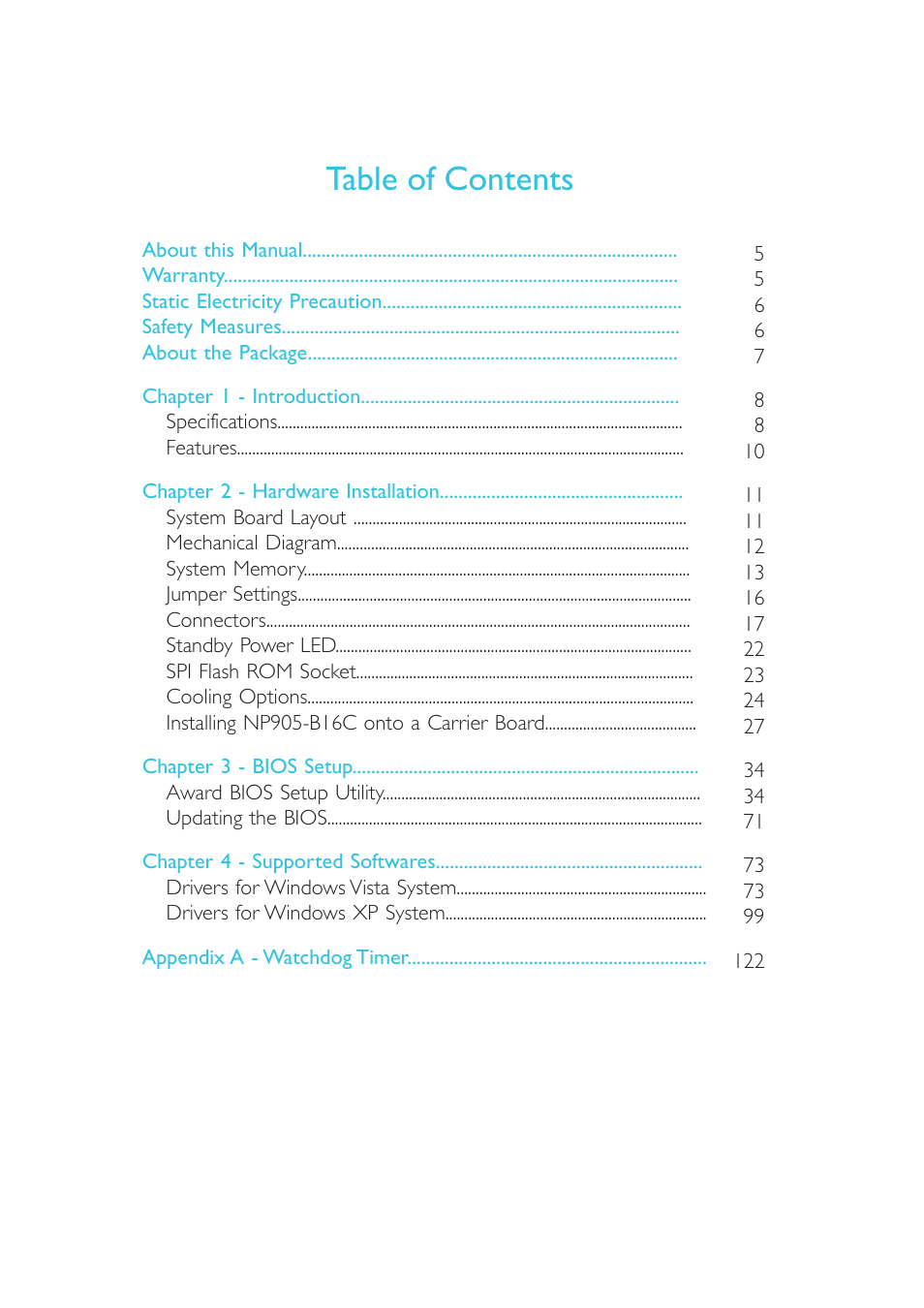 DFI NP905-B16C User Manual | Page 4 / 125