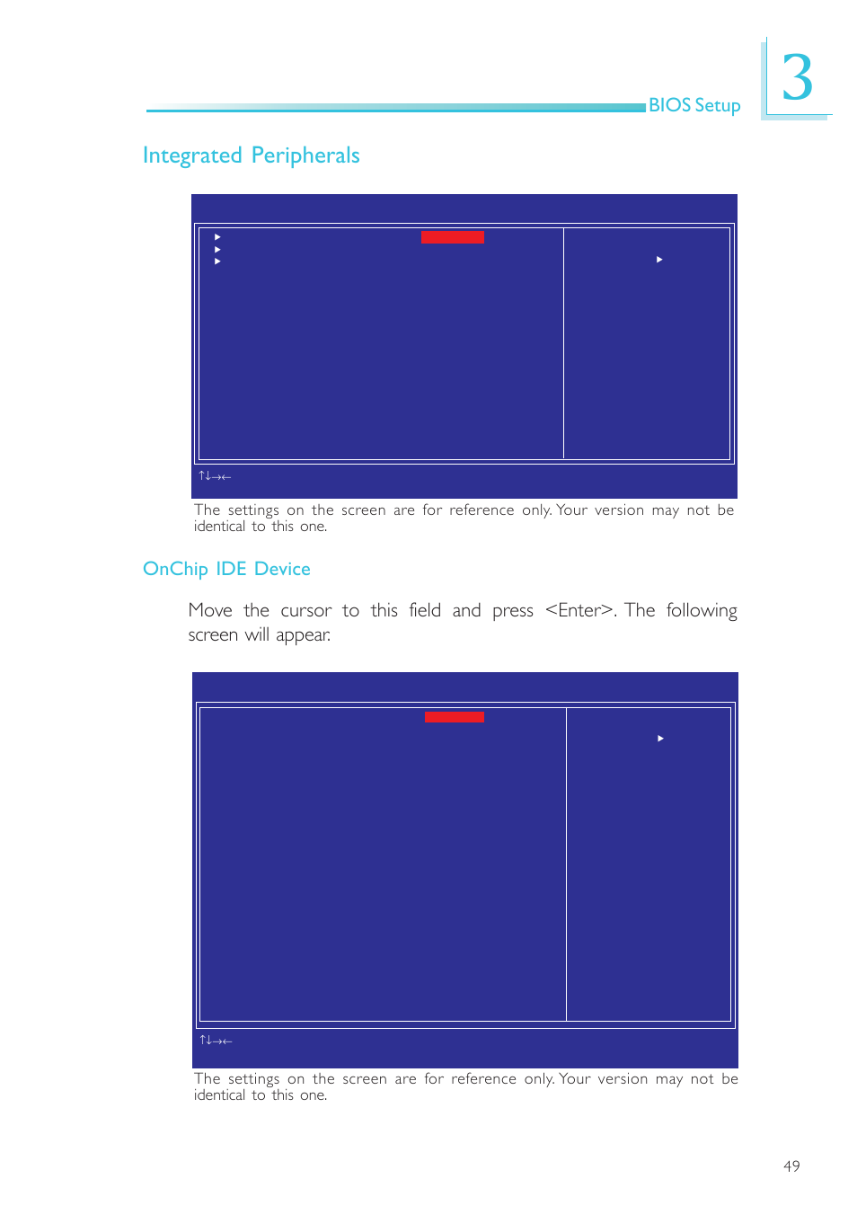 Integrated peripherals, Bios setup | DFI NP905-B16C User Manual | Page 49 / 125