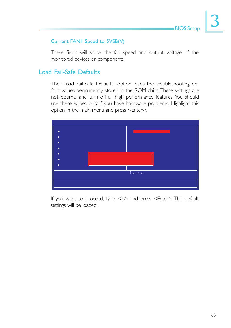 Load fail-safe defaults, Bios setup | DFI NP905-B16C User Manual | Page 65 / 125
