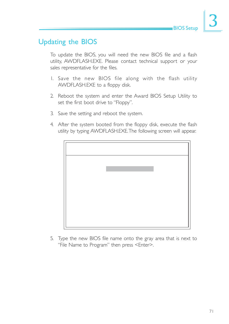 Updating the bios | DFI NP905-B16C User Manual | Page 71 / 125