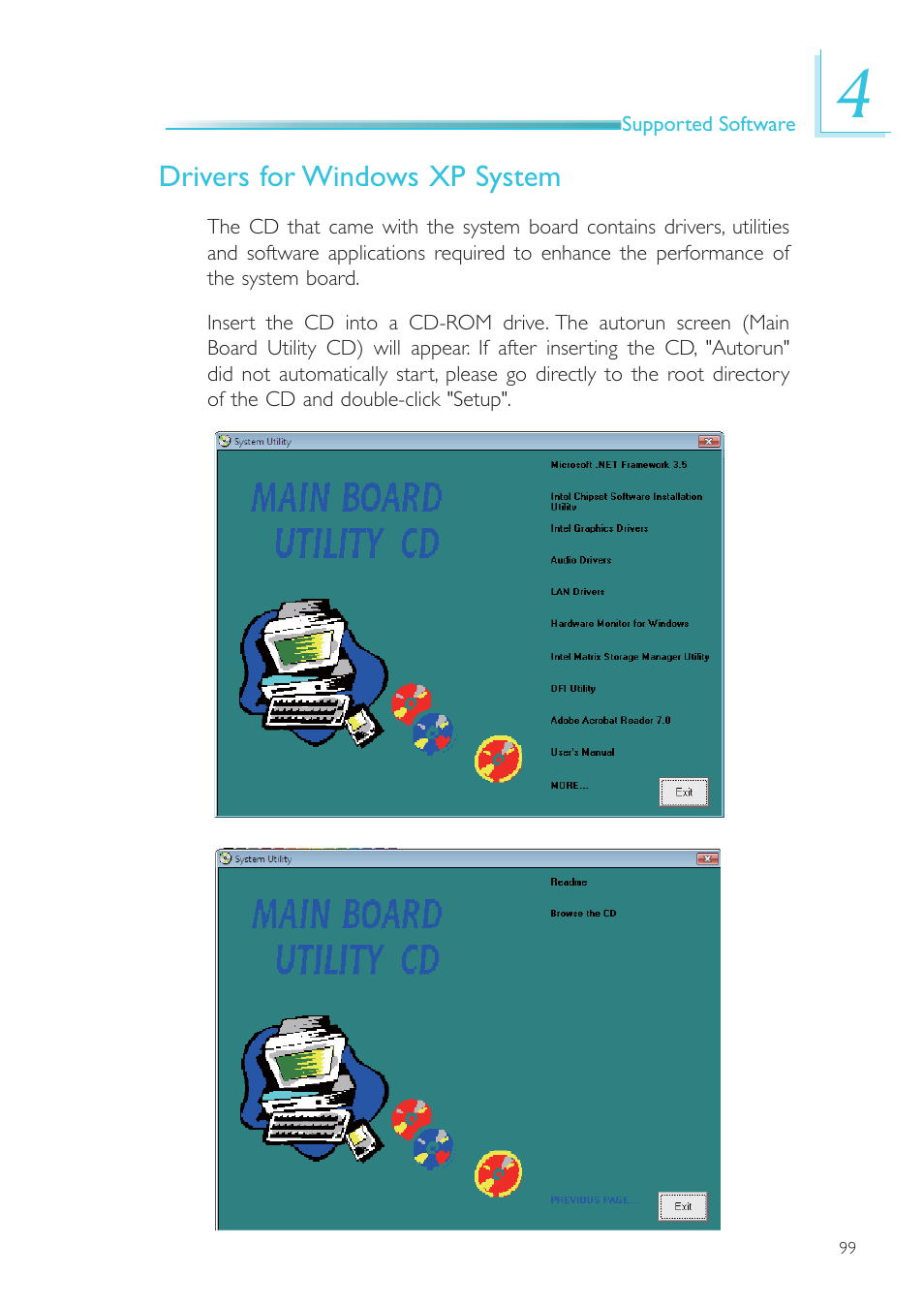 Drivers for windows xp system | DFI NP905-B16C User Manual | Page 99 / 125