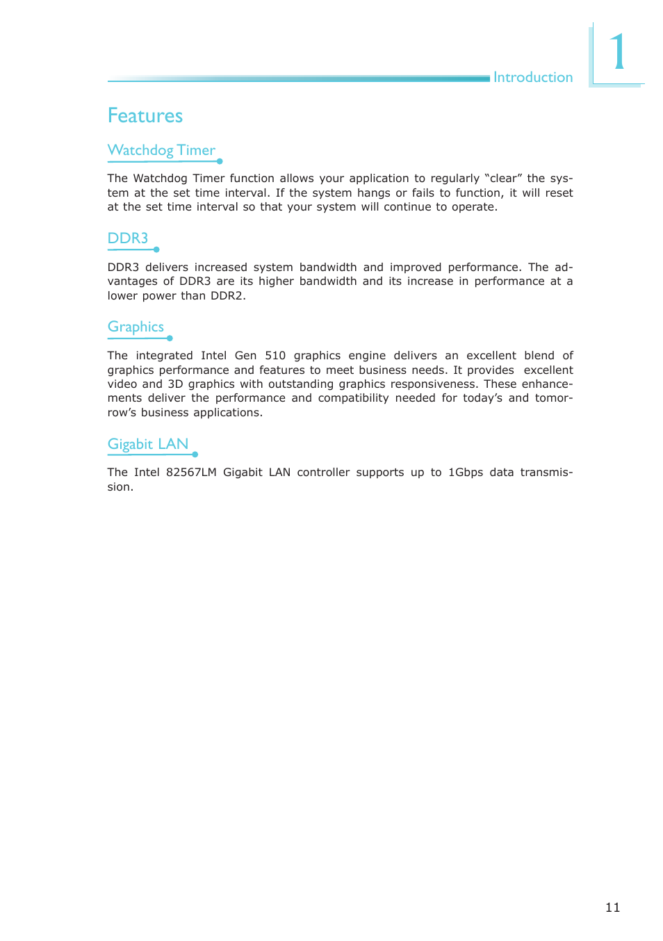 Features | DFI CA900-B User Manual | Page 11 / 130