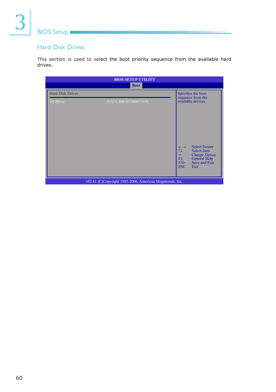 Bios setup, Hard disk drives | DFI CA900-B User Manual | Page 60 / 130