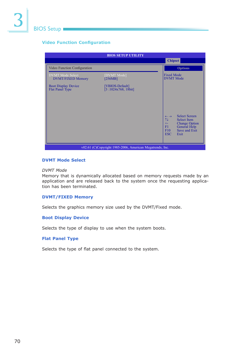 Bios setup | DFI CA900-B User Manual | Page 70 / 130