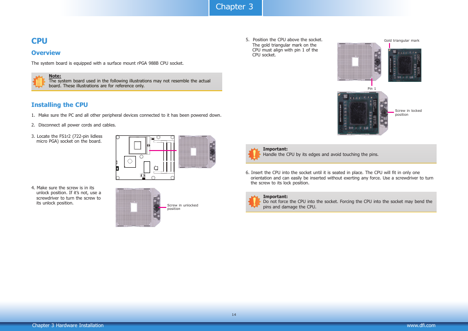 Chapter 3 cpu | DFI CM901-B User Manual | Page 14 / 72