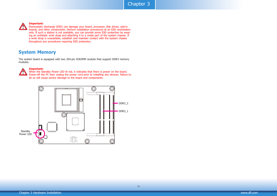 System memory, Chapter 3 | DFI CR900-B User Manual | Page 12 / 73