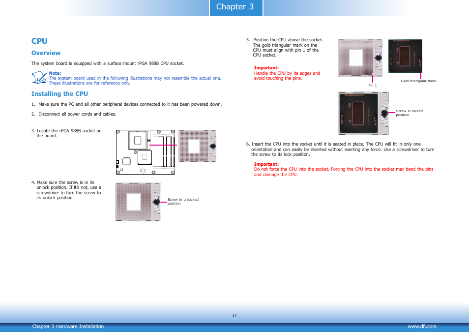 Chapter 3 cpu | DFI CR900-B User Manual | Page 14 / 73