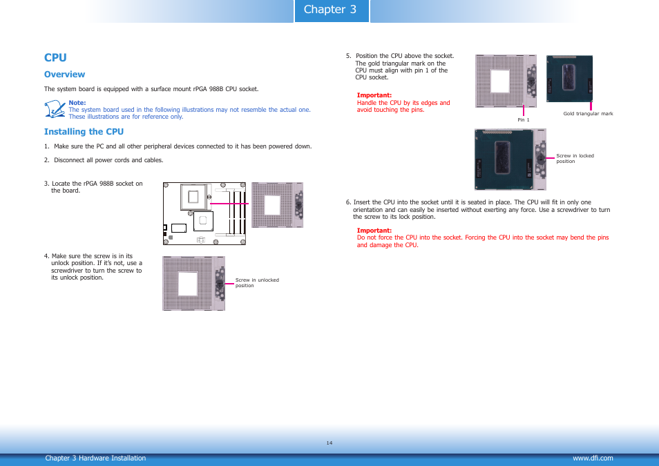 Chapter 3 cpu | DFI CR901-B User Manual | Page 14 / 69