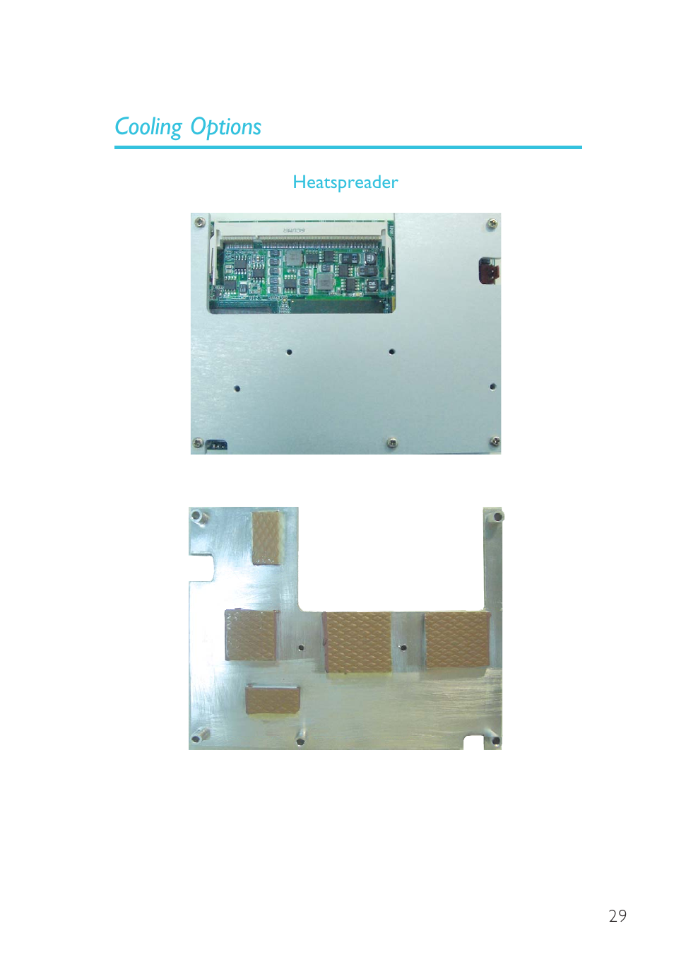 Cooling options, Heatspreader, Com express board | DFI G5C900-B User Manual | Page 29 / 118