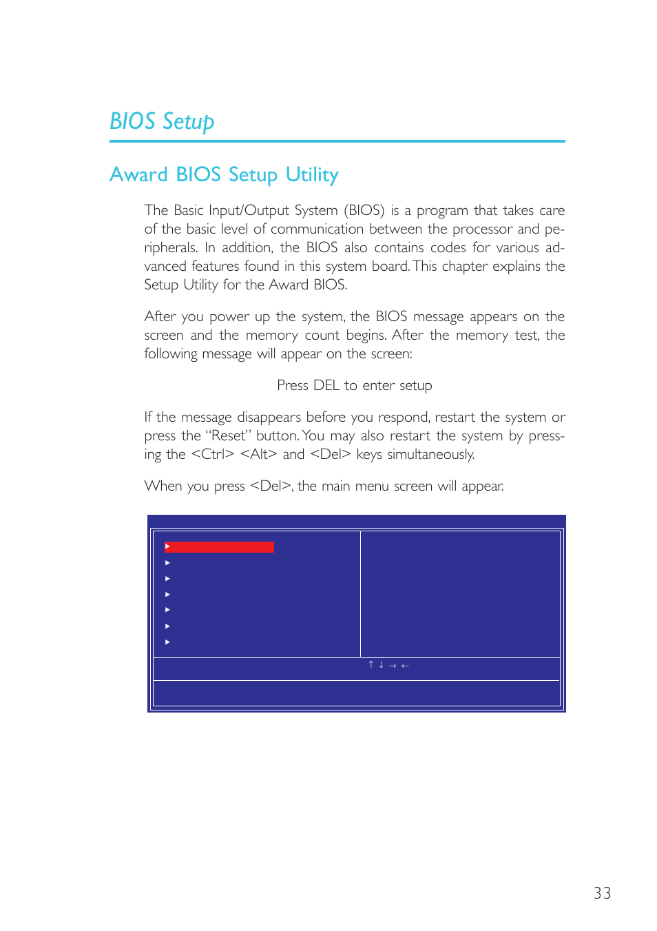 Bios setup, Award bios setup utility, Com express board | DFI G5C900-B User Manual | Page 33 / 118