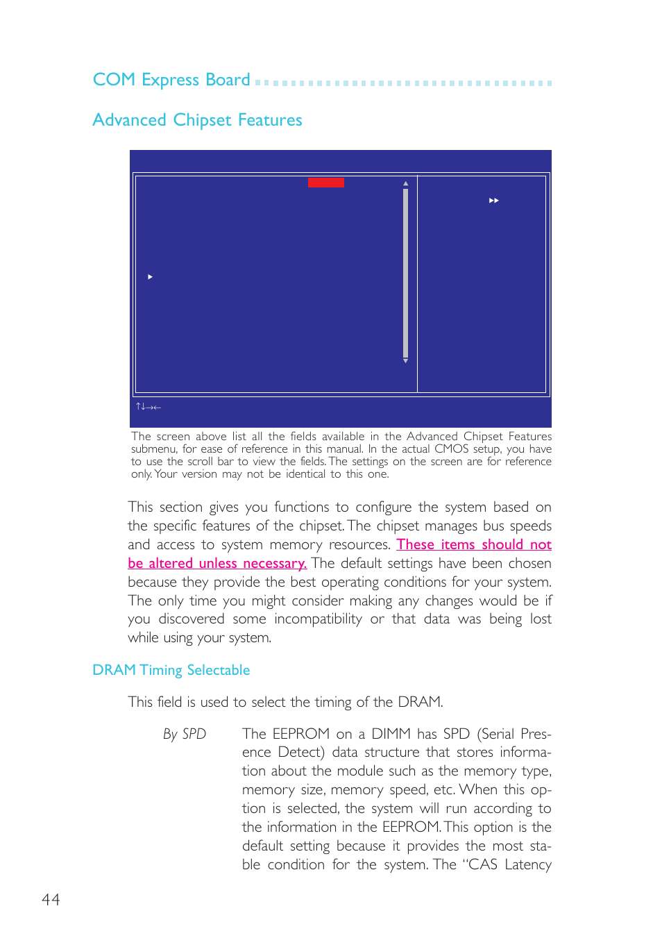 Com express board advanced chipset features | DFI G5C900-B User Manual | Page 44 / 118