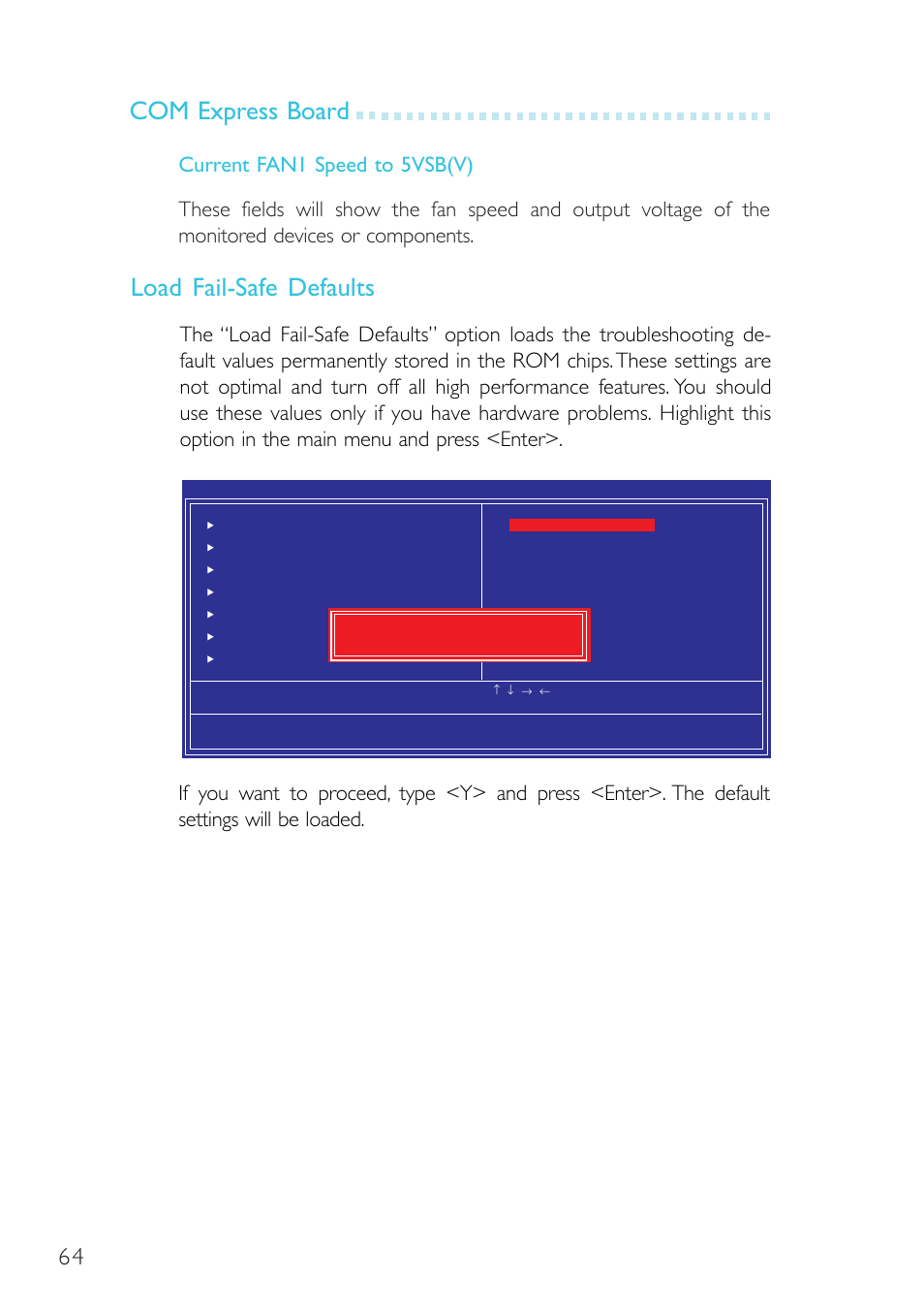 Com express board load fail-safe defaults | DFI G5C900-B User Manual | Page 64 / 118