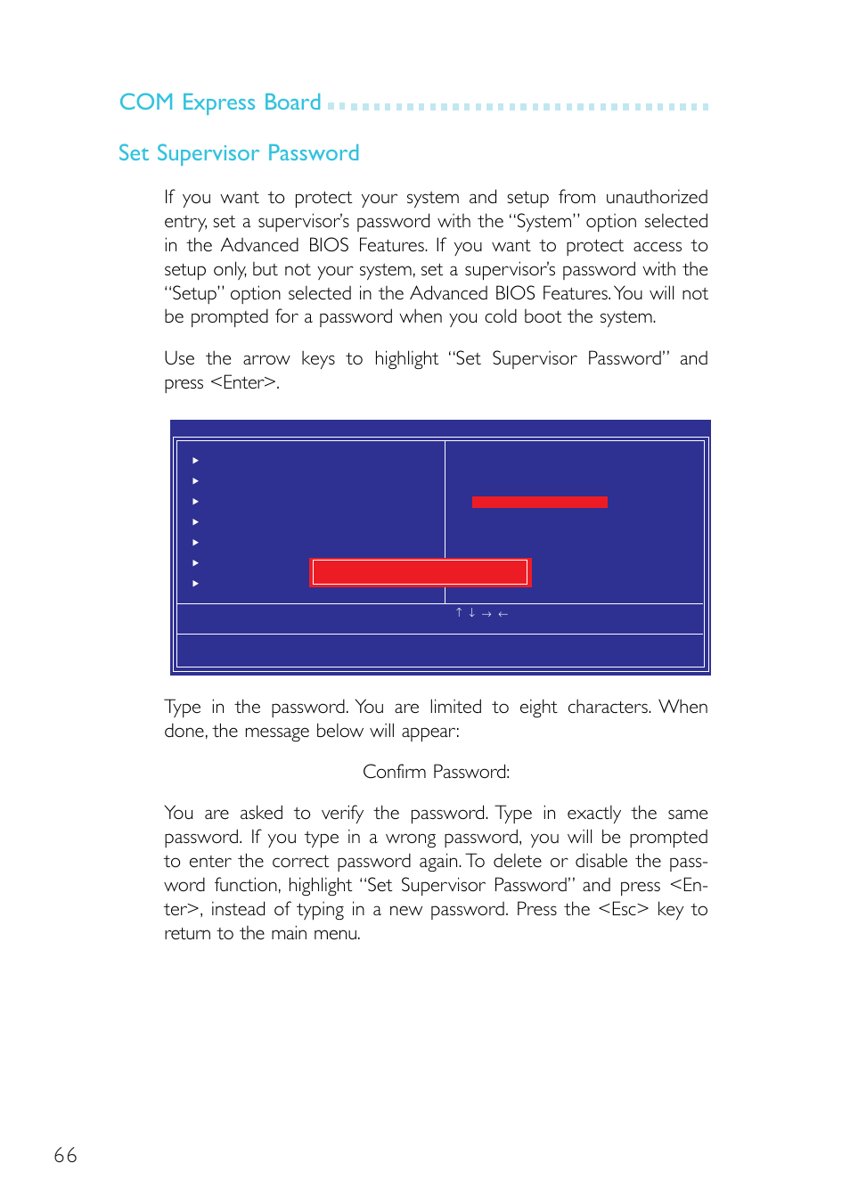 Com express board set supervisor password | DFI G5C900-B User Manual | Page 66 / 118