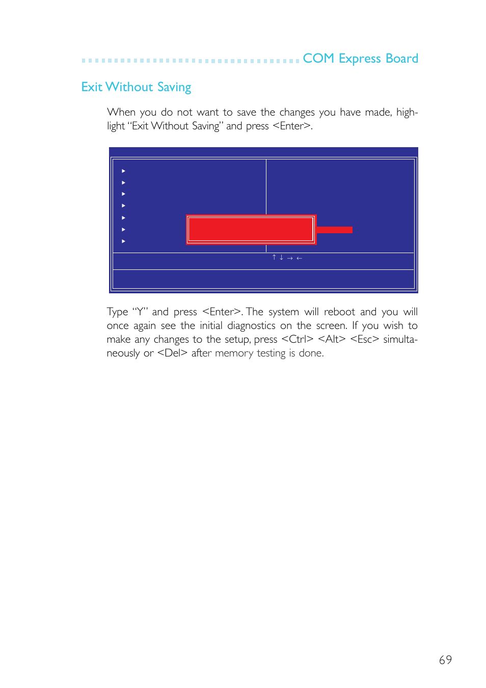 Com express board exit without saving | DFI G5C900-B User Manual | Page 69 / 118