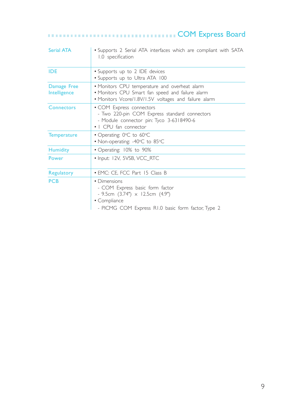 Com express board | DFI G5C900-B User Manual | Page 9 / 118