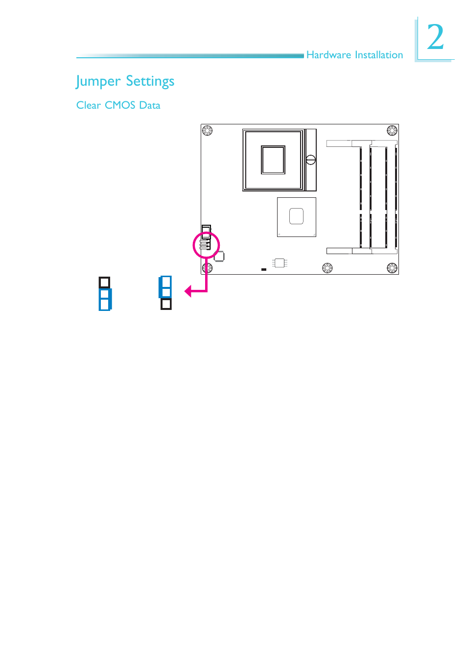 Jumper settings, Hardware installation, Clear cmos data | DFI HR900-B User Manual | Page 19 / 102