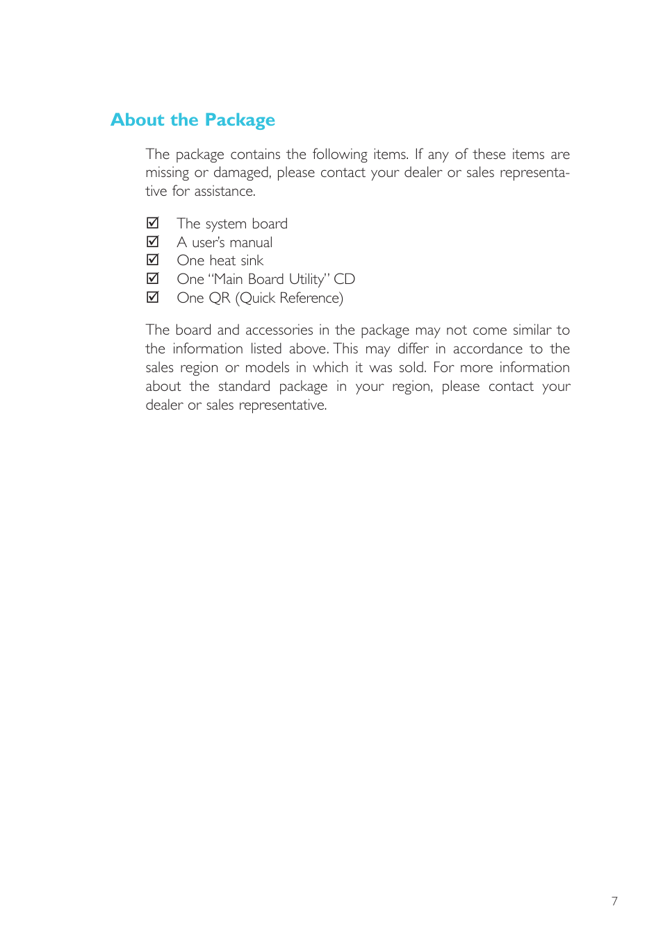 About the package | DFI NP900-B16C User Manual | Page 7 / 121