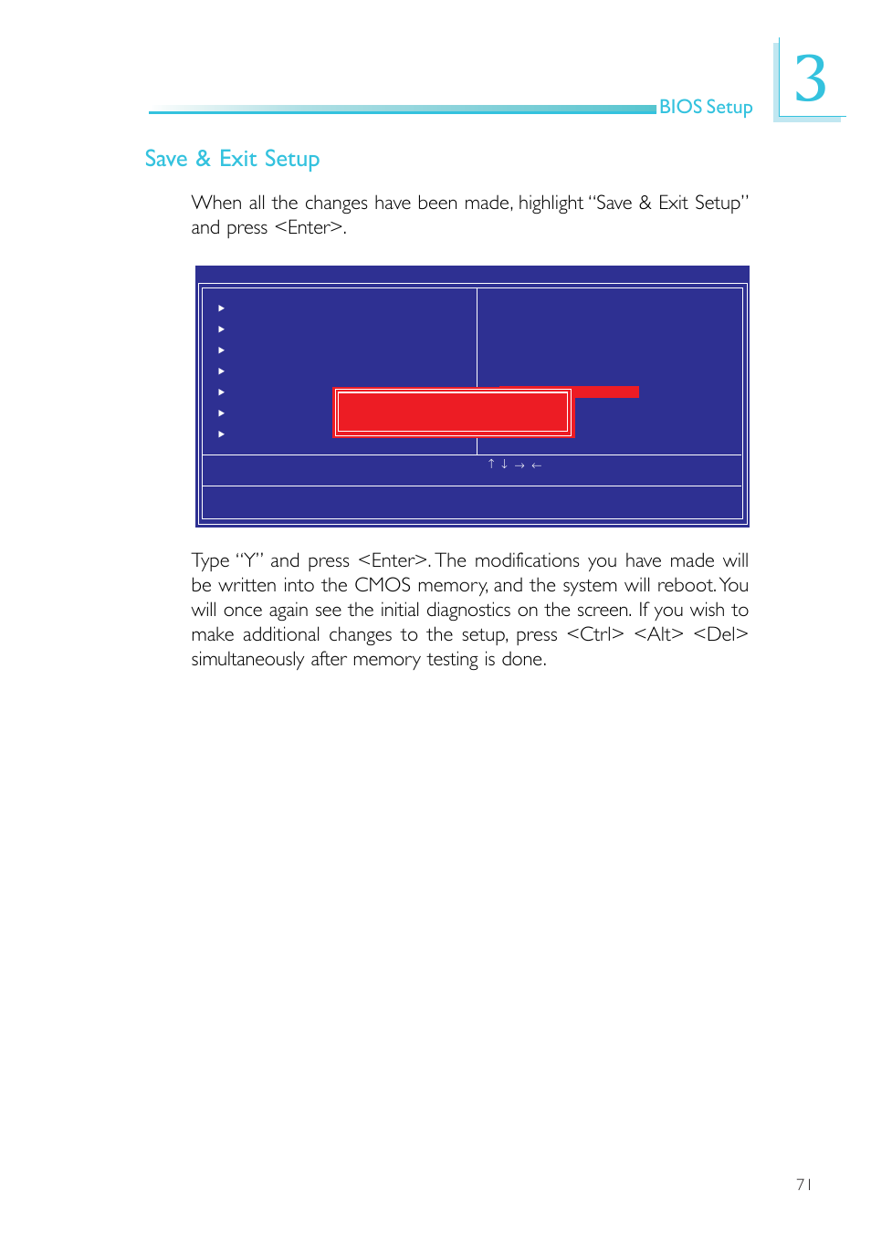 Save & exit setup, Bios setup | DFI NP900-B16C User Manual | Page 71 / 121