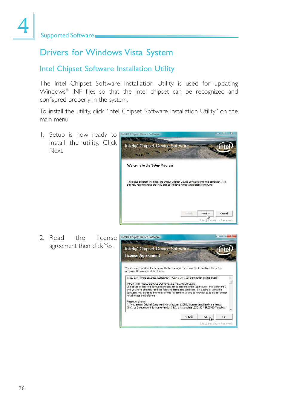 Drivers for windows vista system | DFI NP900-B16C User Manual | Page 76 / 121