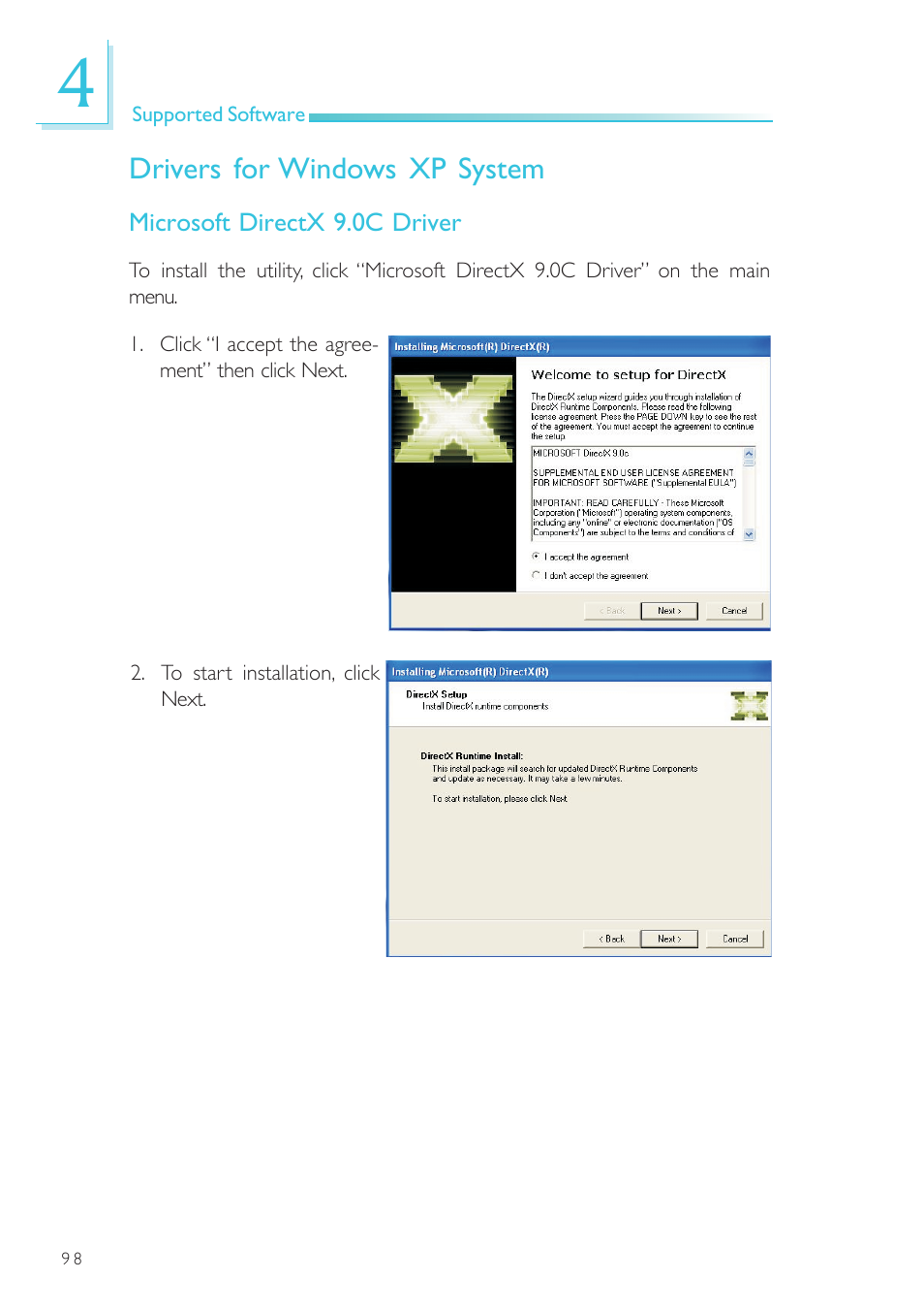 Drivers for windows xp system | DFI NP900-B16C User Manual | Page 98 / 121