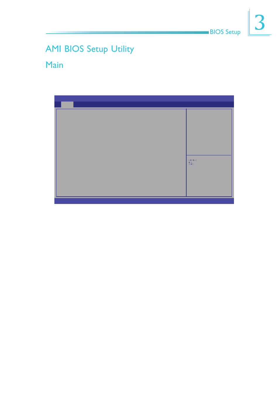 Ami bios setup utility, Main, Bios setup | DFI QB700-B User Manual | Page 25 / 73